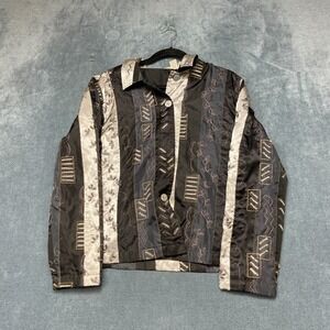 French Laundry Blazer Jacket Womens Large Multicolor Striped Embroidered Formal